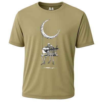 Skeleton Playing Guitar Graphic Band Tees Rock And Roll Moon Performance Shirt