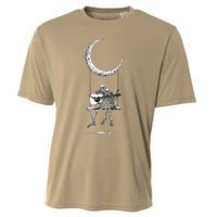 Skeleton Playing Guitar Graphic Band Tees Rock And Roll Moon Cooling Performance Crew T-Shirt