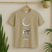 Skeleton Playing Guitar Graphic Band Tees Rock And Roll Moon T-Shirt