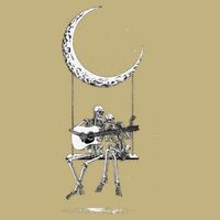 Skeleton Playing Guitar Graphic Band Tees Rock And Roll Moon T-Shirt