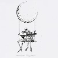 Skeleton Playing Guitar Graphic Band Tees Rock And Roll Moon Garment-Dyed Sweatshirt