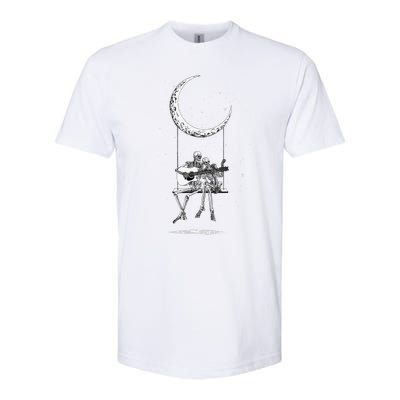 Skeleton Playing Guitar Graphic Band Tees Rock And Roll Moon Softstyle® CVC T-Shirt