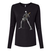 Skeleton Playing Guitar Rock And Roll Womens Cotton Relaxed Long Sleeve T-Shirt