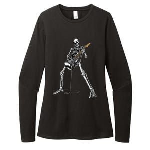 Skeleton Playing Guitar Rock And Roll Womens CVC Long Sleeve Shirt