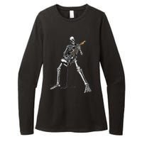 Skeleton Playing Guitar Rock And Roll Womens CVC Long Sleeve Shirt