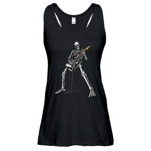 Skeleton Playing Guitar Rock And Roll Ladies Essential Flowy Tank