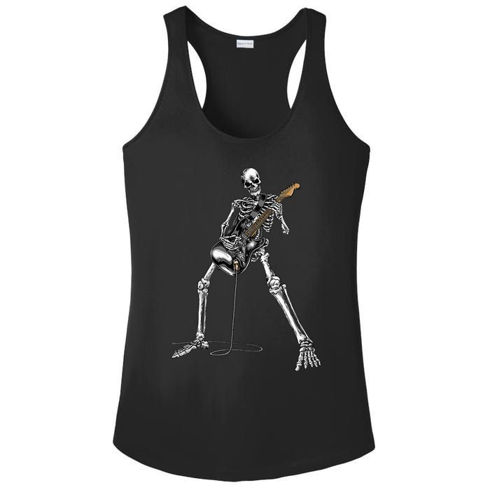 Skeleton Playing Guitar Rock And Roll Ladies PosiCharge Competitor Racerback Tank