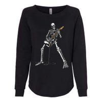 Skeleton Playing Guitar Rock And Roll Womens California Wash Sweatshirt