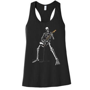 Skeleton Playing Guitar Rock And Roll Women's Racerback Tank