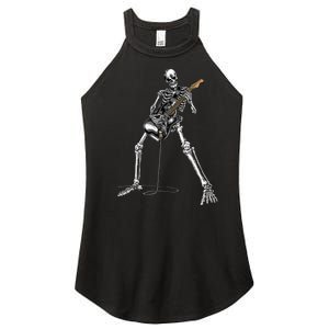 Skeleton Playing Guitar Rock And Roll Women's Perfect Tri Rocker Tank