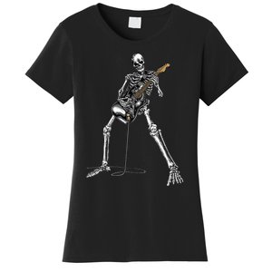 Skeleton Playing Guitar Rock And Roll Women's T-Shirt