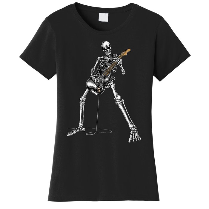 Skeleton Playing Guitar Rock And Roll Women's T-Shirt