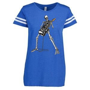 Skeleton Playing Guitar Rock And Roll Enza Ladies Jersey Football T-Shirt