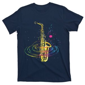 Sax Player Gift Idea Saxophonist Music Notes Saxophone T-Shirt