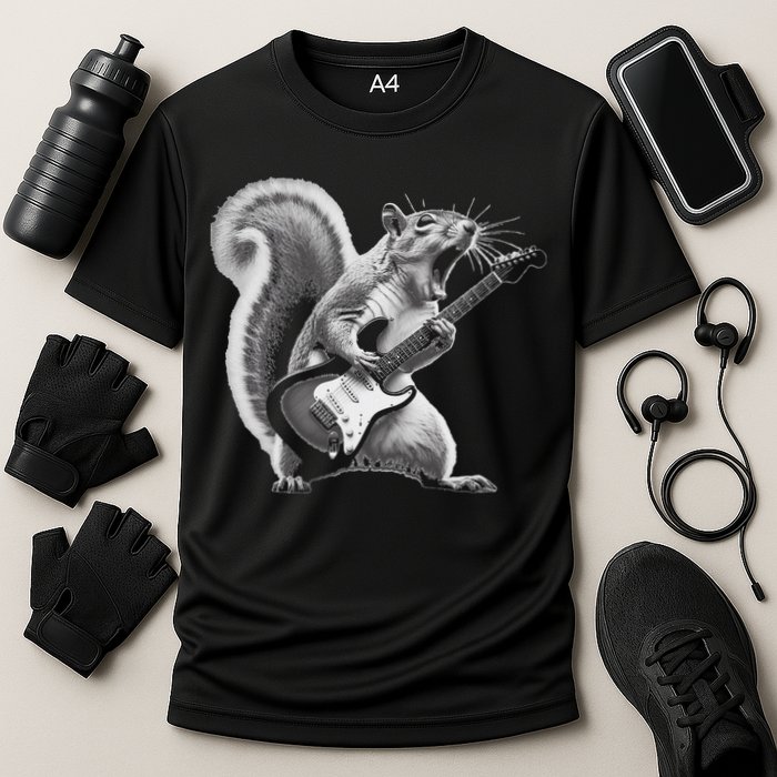 Squirrel Playing Guitar Rock And Roll Cooling Performance Crew T-Shirt