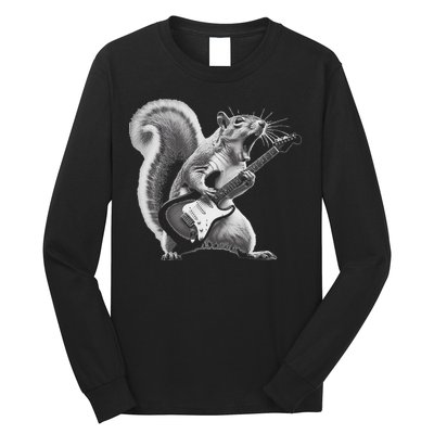 Squirrel Playing Guitar Rock And Roll Long Sleeve Shirt