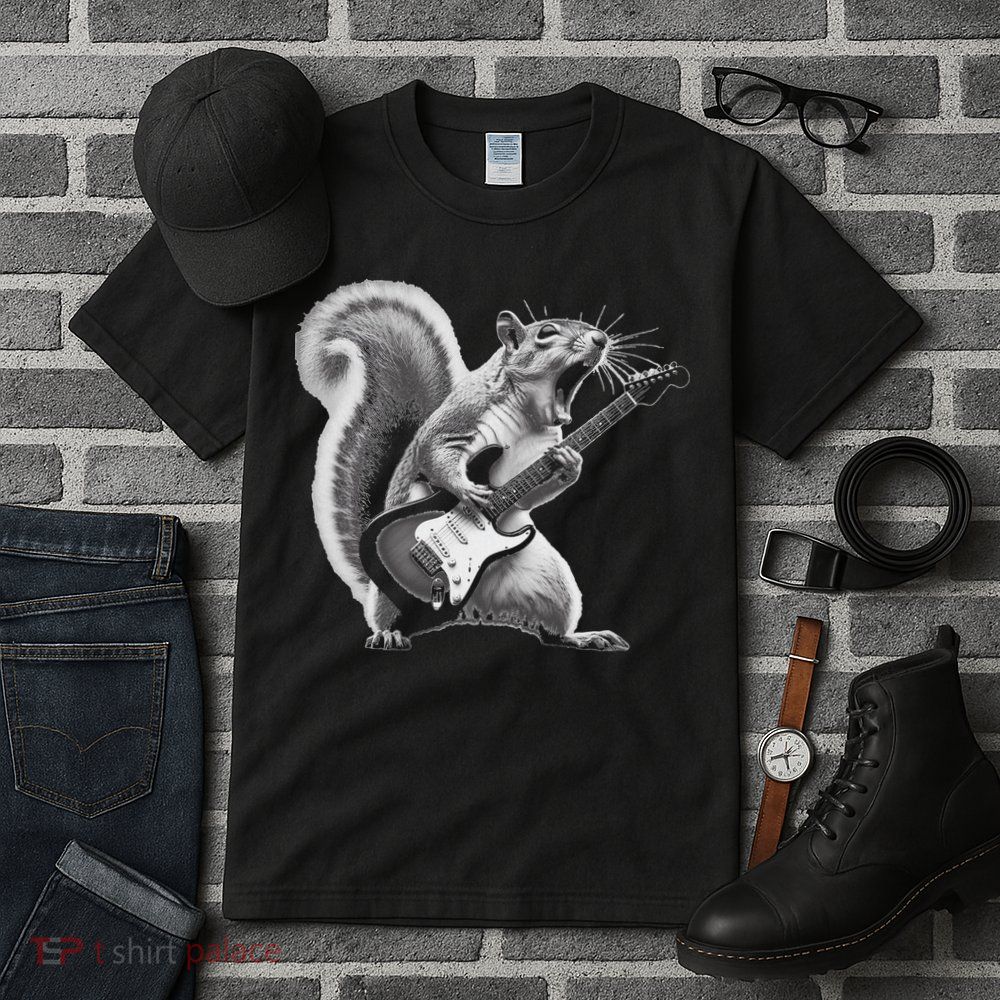 Squirrel Playing Guitar Rock And Roll Tall T-Shirt