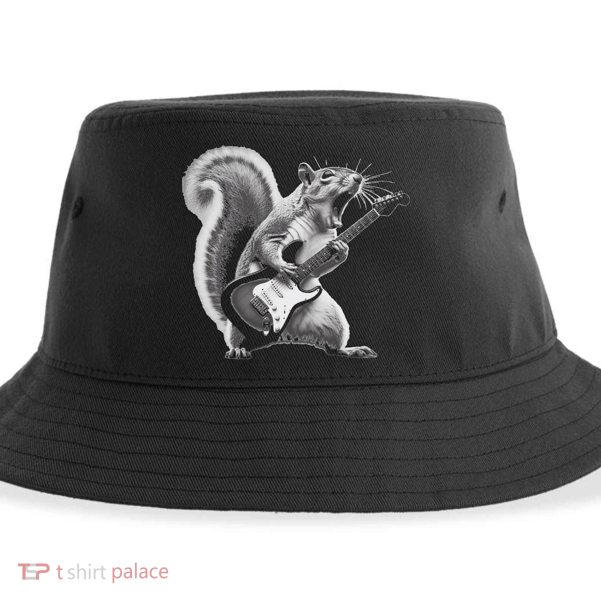 Squirrel Playing Guitar Rock And Roll Sustainable Bucket Hat