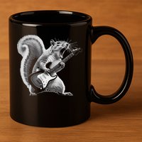 Squirrel Playing Guitar Rock And Roll 11oz C Handle Ceramic Mug