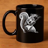 Squirrel Playing Guitar Rock And Roll 11oz C Handle Ceramic Mug