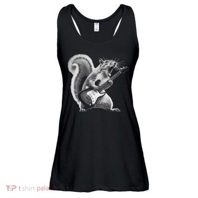 Squirrel Playing Guitar Rock And Roll Ladies Essential Flowy Tank