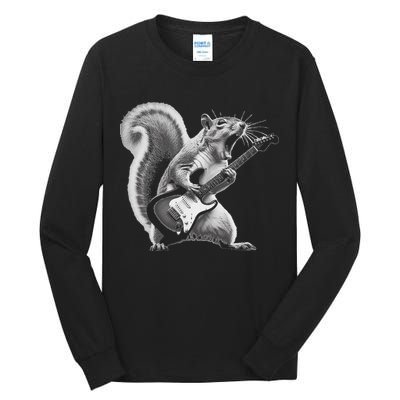 Squirrel Playing Guitar Rock And Roll Tall Long Sleeve T-Shirt