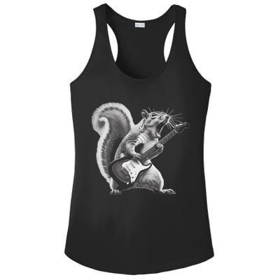 Squirrel Playing Guitar Rock And Roll Ladies PosiCharge Competitor Racerback Tank