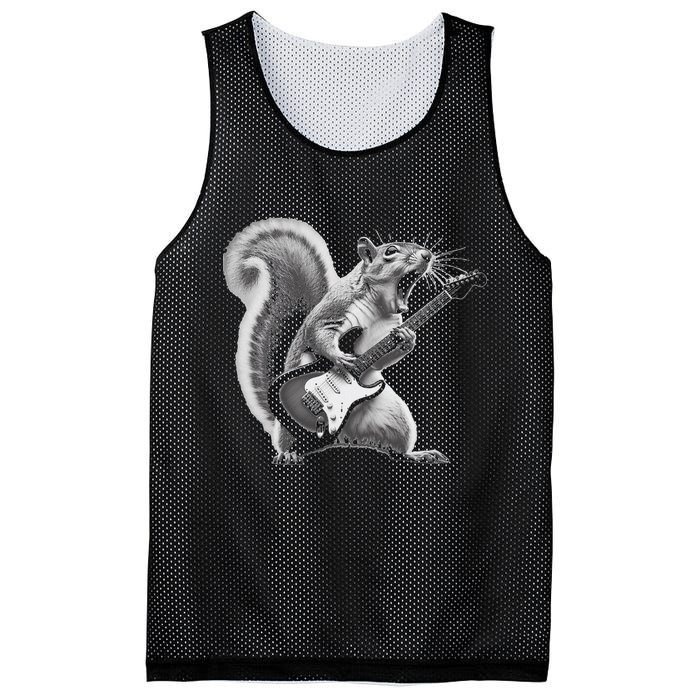 Squirrel Playing Guitar Rock And Roll Mesh Reversible Basketball Jersey Tank