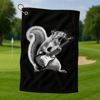 Squirrel Playing Guitar Rock And Roll Golf Towel