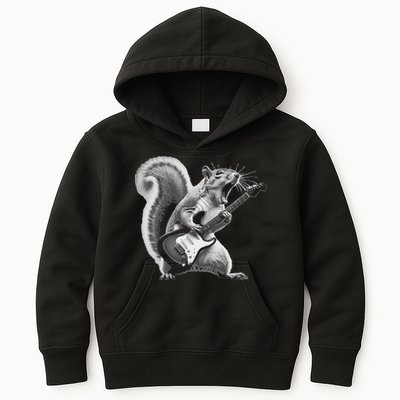 Squirrel Playing Guitar Rock And Roll Kids Hoodie
