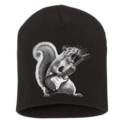 Squirrel Playing Guitar Rock And Roll Short Acrylic Beanie