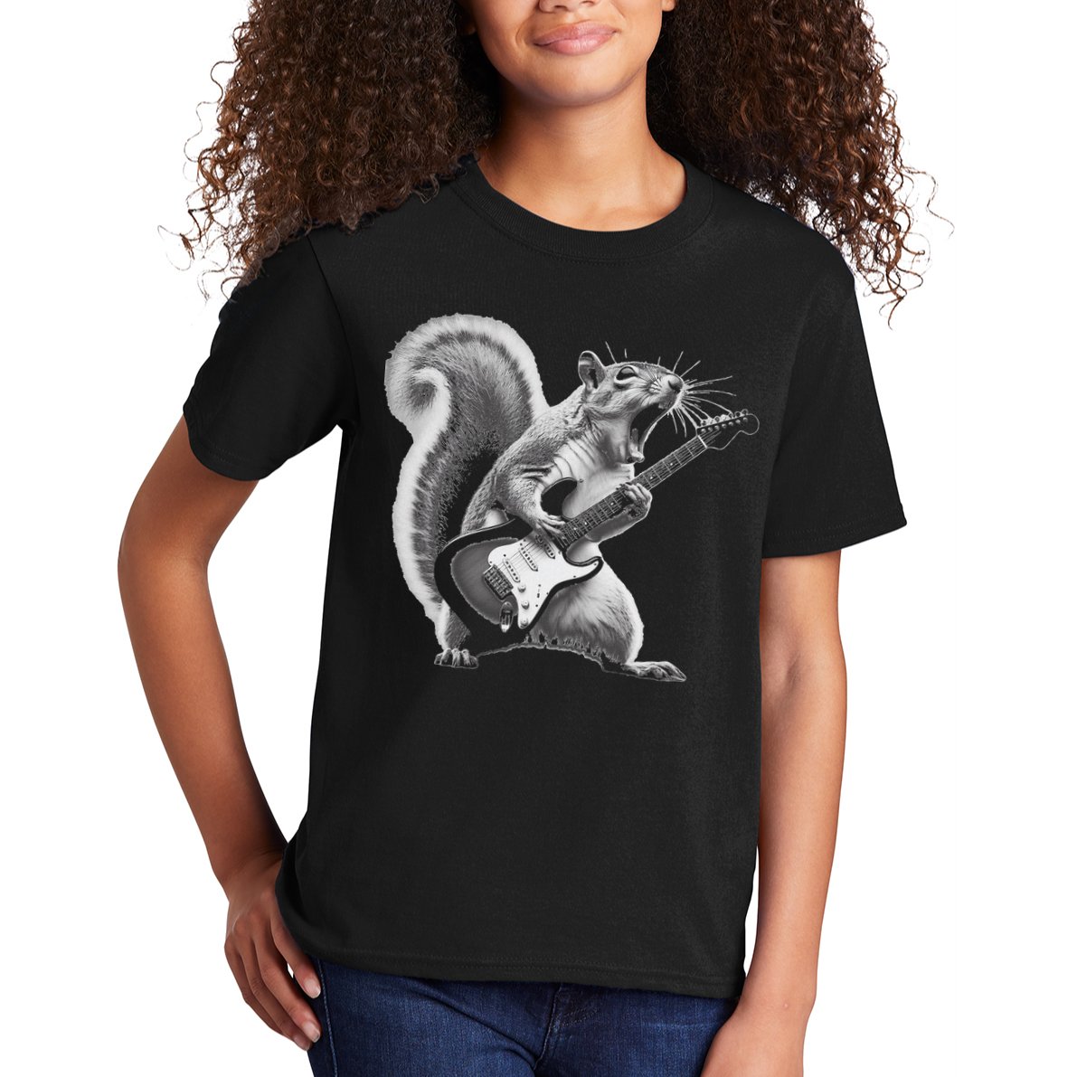Squirrel Playing Guitar Rock And Roll Kids T-Shirt