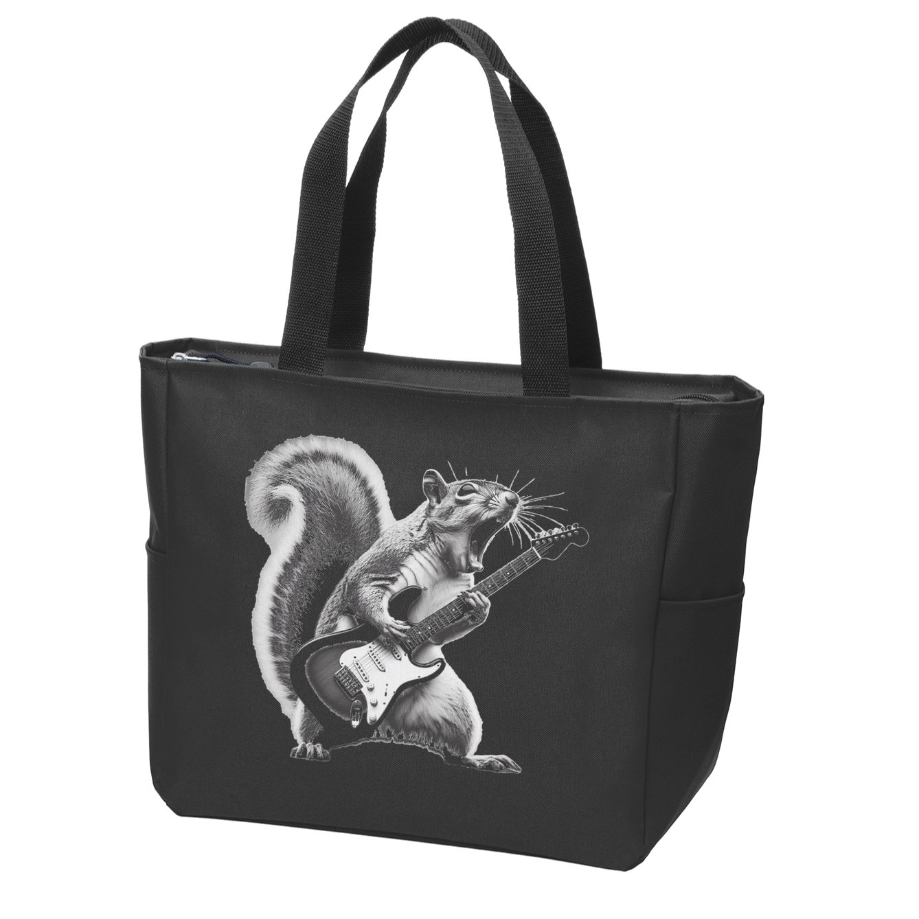 Squirrel Playing Guitar Rock And Roll Zip Tote Bag