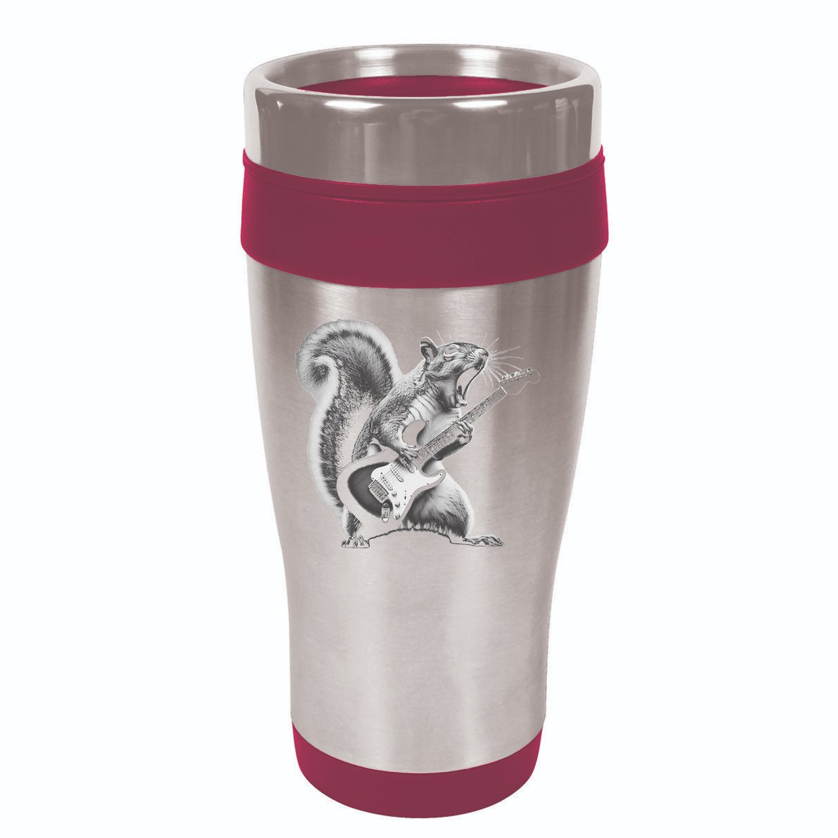 Squirrel Playing Guitar Rock And Roll 16oz Travel Tumbler