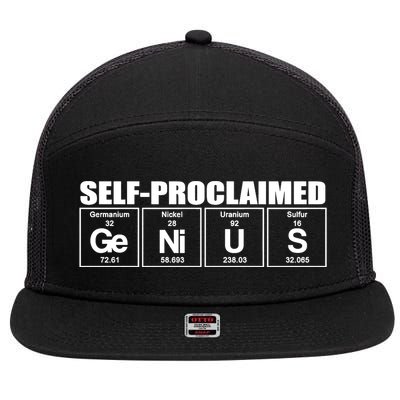 Self Proclaimed Genius Funny Gift 7 Panel Mesh Trucker Snapback Hat