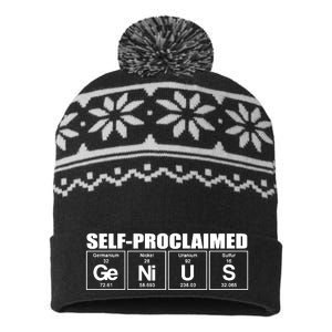 Self Proclaimed Genius Funny Gift USA-Made Snowflake Beanie