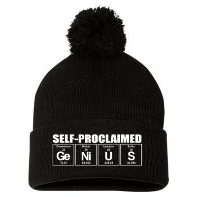 Self Proclaimed Genius Funny Gift Pom Pom 12in Knit Beanie