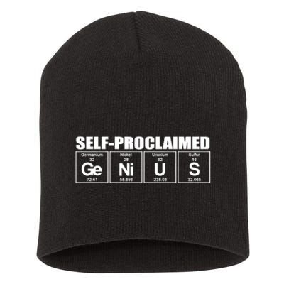 Self Proclaimed Genius Funny Gift Short Acrylic Beanie