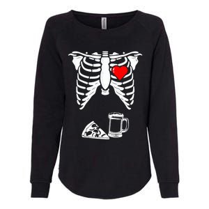 Skeleton Pregnancy Gift Pizza Beer Xray Halloween Soon Dad Gift Womens California Wash Sweatshirt