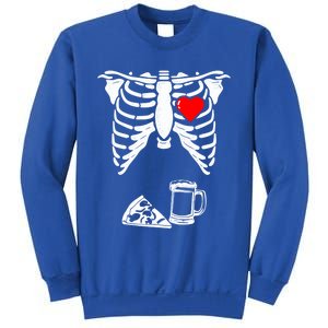 Skeleton Pregnancy Gift Pizza Beer Xray Halloween Soon Dad Gift Sweatshirt