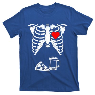 Skeleton Pregnancy Gift Pizza Beer Xray Halloween Soon Dad Gift T-Shirt