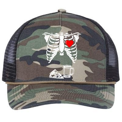 Skeleton Pregnancy Gift Pizza Beer Xray Halloween Soon Dad Gift Retro Rope Trucker Hat Cap