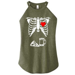 Skeleton Pregnancy Gift Pizza Beer Xray Halloween Soon Dad Gift Women's Perfect Tri Rocker Tank