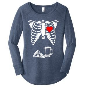 Skeleton Pregnancy Gift Pizza Beer Xray Halloween Soon Dad Gift Women's Perfect Tri Tunic Long Sleeve Shirt