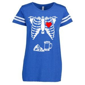 Skeleton Pregnancy Gift Pizza Beer Xray Halloween Soon Dad Gift Enza Ladies Jersey Football T-Shirt