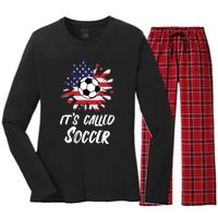 Soccer Players Gift Its Called Soccer funny futbol Long Sleeve Women's Long Sleeve Flannel Pajama Set 