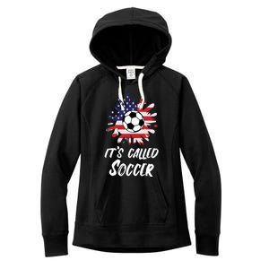 Soccer Players Gift Its Called Soccer funny futbol Long Sleeve Women's Fleece Hoodie