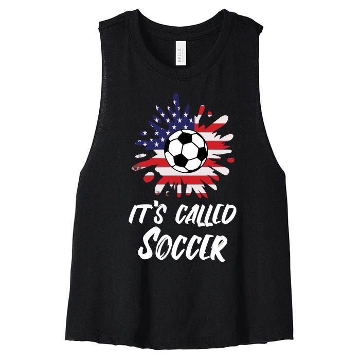 Soccer Players Gift Its Called Soccer funny futbol Long Sleeve Women's Racerback Cropped Tank