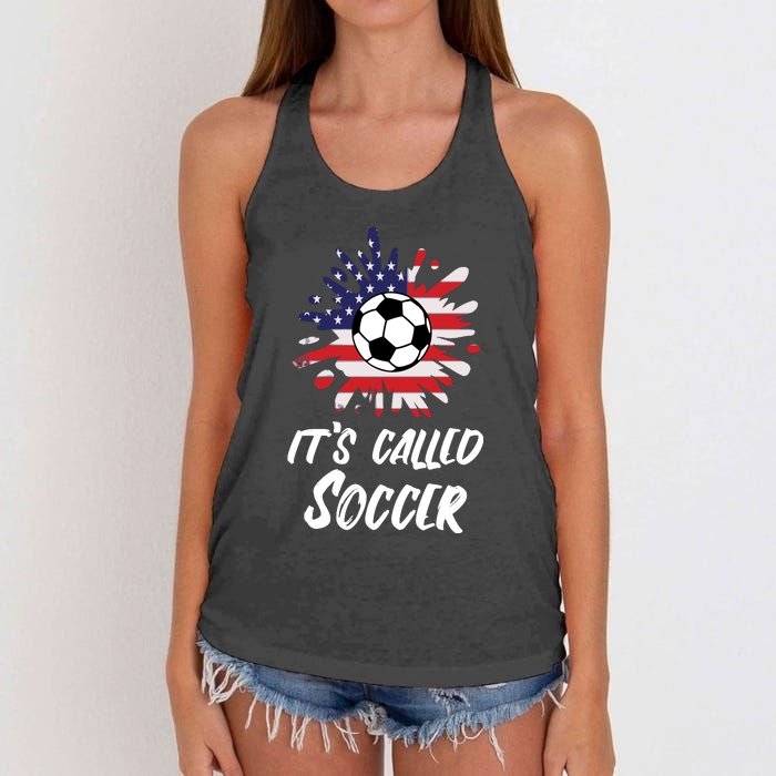 Soccer Players Gift Its Called Soccer funny futbol Long Sleeve Women's Knotted Racerback Tank