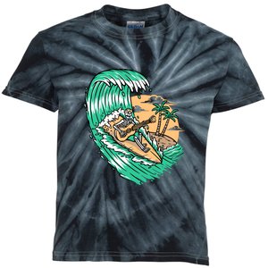 Surf Playing Guitar While Surfing Gift Kids Tie-Dye T-Shirt